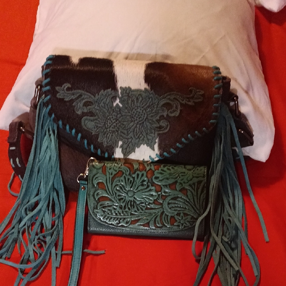 Stylish Brown and Teal Women's Bag Set